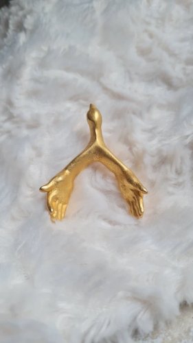 Broche dartiste en bronze doré ailes en forme de mains ( Menouha )