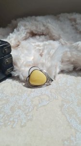 Silver and amber brooch