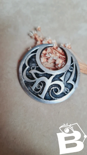 Broche ethnique ancienne en métal argenté -berbère