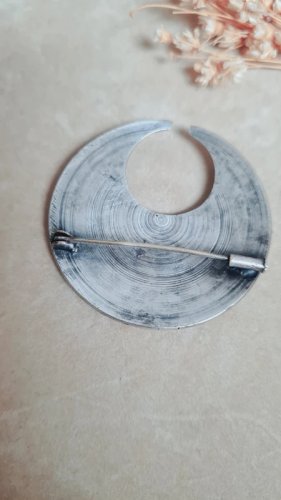 Broche ethnique ancienne en métal argenté -berbère