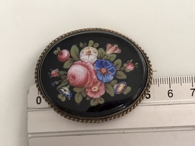Broche Florale Antique Verre Biseauté Napoléon III Victorian 19th Century Brooch