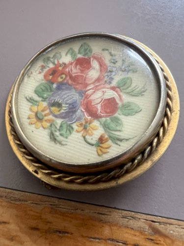 Broche Galalithe Peinte Main Floral Art Déco Vintage 1940 1950 Brooch Ancien