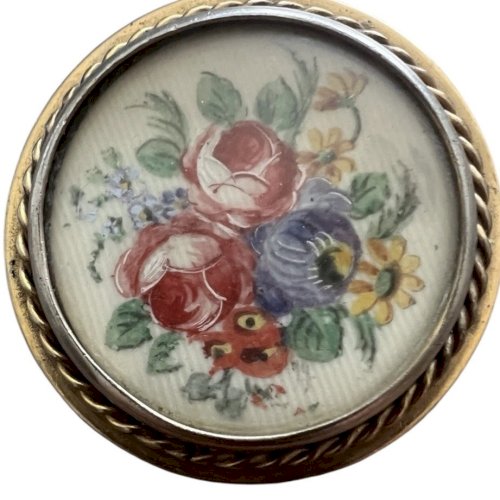 Broche Galalithe Peinte Main Floral Art Déco Vintage 1940 1950 Brooch Ancien