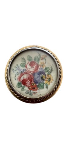 Broche Galalithe Peinte Main Floral Art Déco Vintage 1940 1950 Brooch Ancien