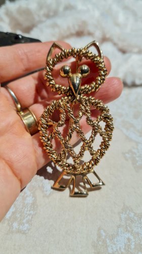 Broche Hiboux vintage P&M Paris oversize