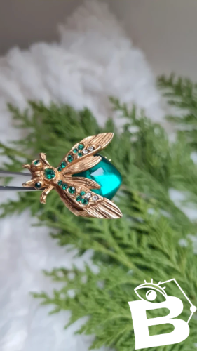 Broche insecte art déco ancienne avec strass - années 20/ 30