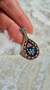 Broche mandoline ancienne Micro Mosaïques