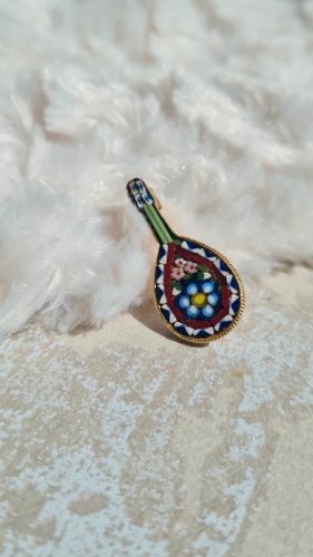 Broche mandoline ancienne Micro Mosaïques