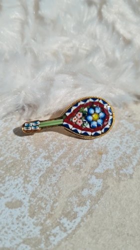 Broche mandoline ancienne Micro Mosaïques