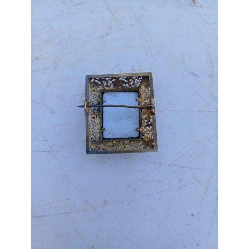 Broche Métal Doré , Porcelaine et Cabochons
