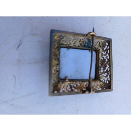 Broche Métal Doré , Porcelaine et Cabochons