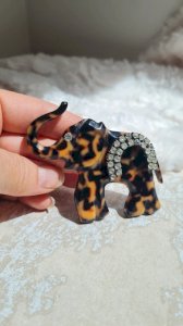 Broche Oversise vintage éléphant style écaille de tortue et strass