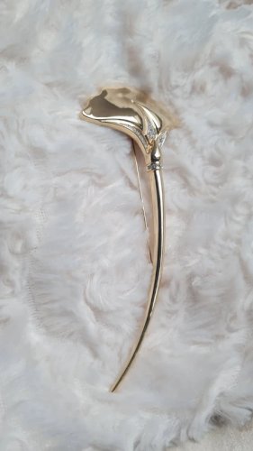 Broche oversize feuille de Ginkgo - doré et strass- vintage