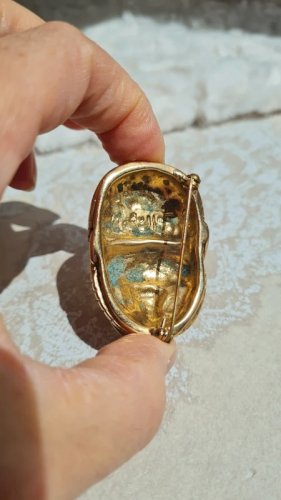 Broche oversize scarabée M.Buffet en bronze années 50