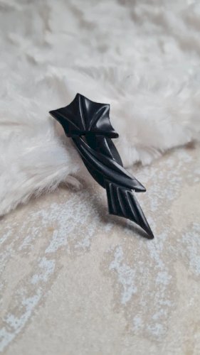 Broche - pince Ancienne en jais bois fossilisé - Broche deuil