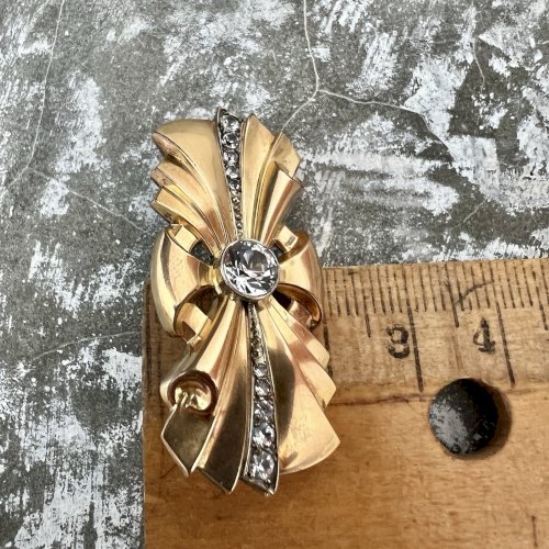 Broche plaqué or Estampillé Fix Art déco 1925 ancien vintage bijoux d’époque