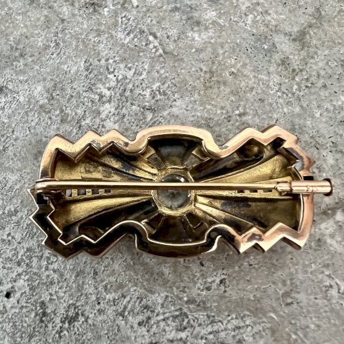 Broche plaqué or Estampillé Fix Art déco 1925 ancien vintage bijoux d’époque