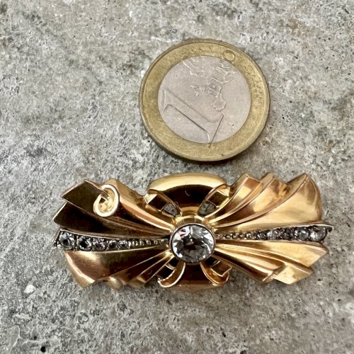 Broche plaqué or Estampillé Fix Art déco 1925 ancien vintage bijoux d’époque