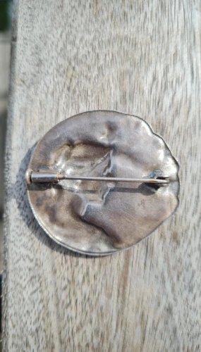 Broche Rare Art Nouveau Crépuscule signée Armand Bargas en métal argenté