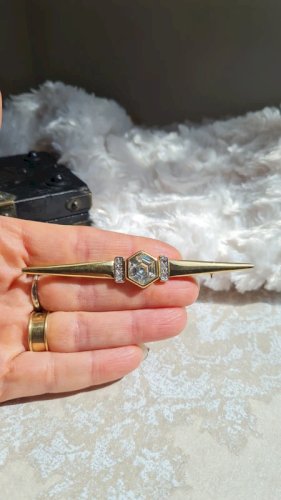 Broche Signée Q Paris - Broche vintage avec strass