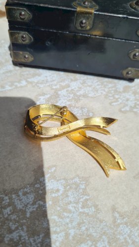 Broche Trifari nœud vintage - Broche doré bijou Trifari