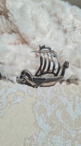 Vintage silver brooch (Viking Ship) - Lang Sterling