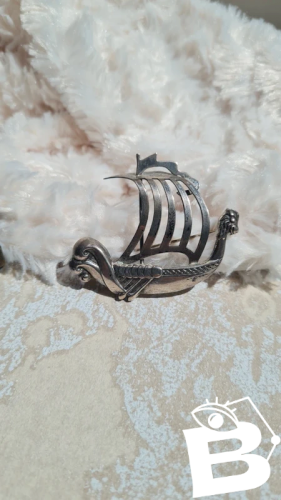 Broche vintage en argent ( Bateau Viking ) - Lang Streling