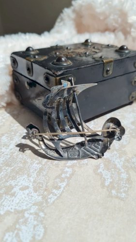 Broche vintage en argent ( Bateau Viking ) - Lang Streling