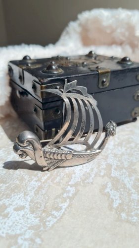 Broche vintage en argent ( Bateau Viking ) - Lang Streling