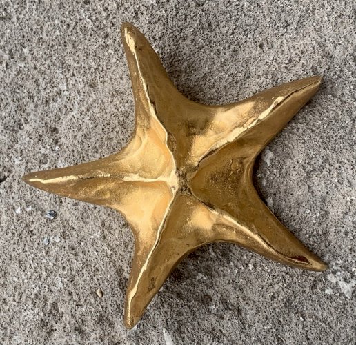 broche vintage en métal doré étoile de mer 1970's