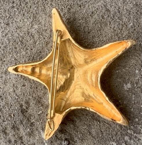 broche vintage en métal doré étoile de mer 1970's