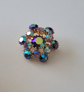 broche vintage reflets aurores boréale bleuté