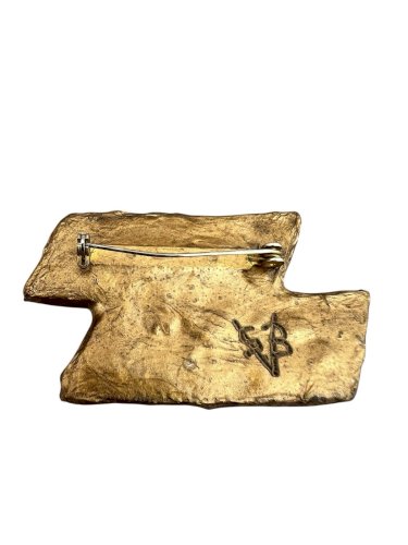 Broche vintage résine Creator miroir nacre signé SBV 1970 Ecole Line Vautrin