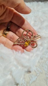 Broche vintage strass champagne