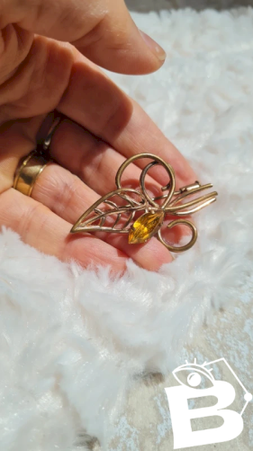 Broche vintage strass champagne