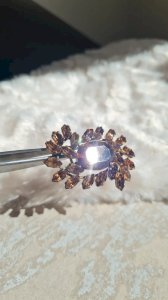 Broche vintage strass couleur champagne - plaqué or