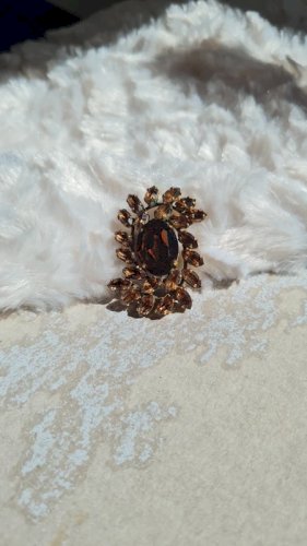 Broche vintage strass couleur champagne - plaqué or