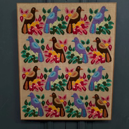 Broderie tapisserie en couleur Parade d'Oiseaux Jean-Yves Rocher 1960 L9222