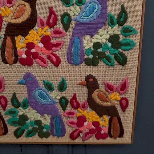 Broderie tapisserie en couleur Parade d'Oiseaux Jean-Yves Rocher 1960 L9222