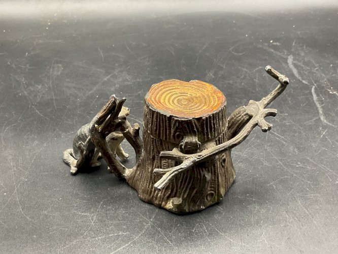 bronze de Vienne dlg Franz Bergmann , encrier chat Plomb de Nuremberg.