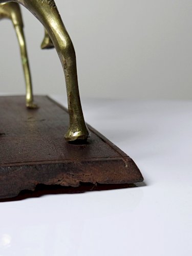 Bronze du Dahomey, Bénin Afrique, vintage/ancien XXe Le chasseur et la bête