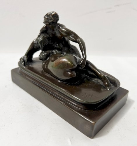 Bronze érotique a patine brune "S.M " XIX siècle