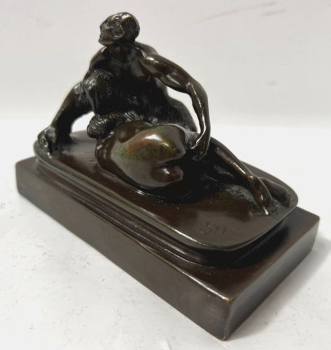 Bronze érotique a patine brune "S.M " XIX siècle