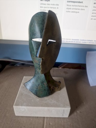 bronze visage cubiste Michel Guia