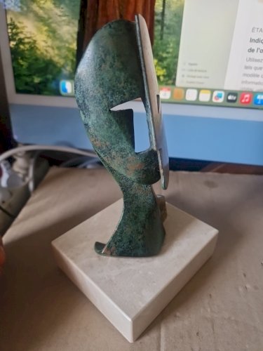bronze visage cubiste Michel Guia