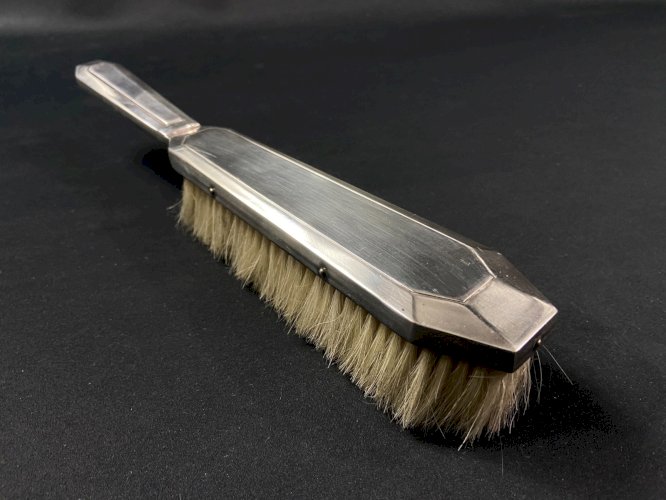 Brosse de table en métal argenté de style Art déco 1930-1950