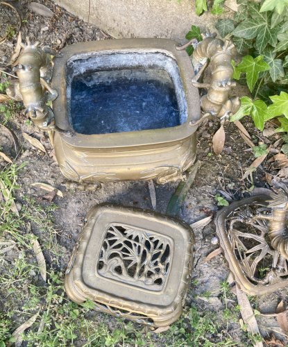 Brûle parfum VIETNAM, XIXe  à décor de bambou... 