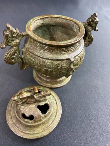 Brûle parfum XIXe en bronze Chine Japon