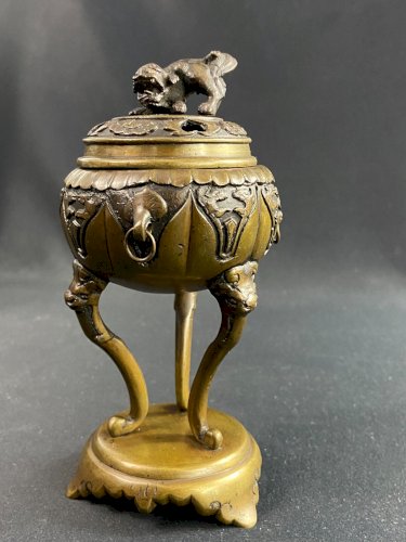 Brûle parfum XIXe en bronze Chine Japon