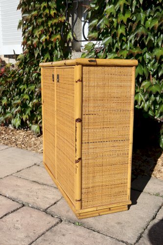 Buffet 2 portes en rotin par Dalvera design Italie, 1970